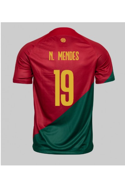 Portugali Nuno Mendes #19 Jalkapallovaatteet Kotipaita MM-kisat 2022 Lyhythihainen